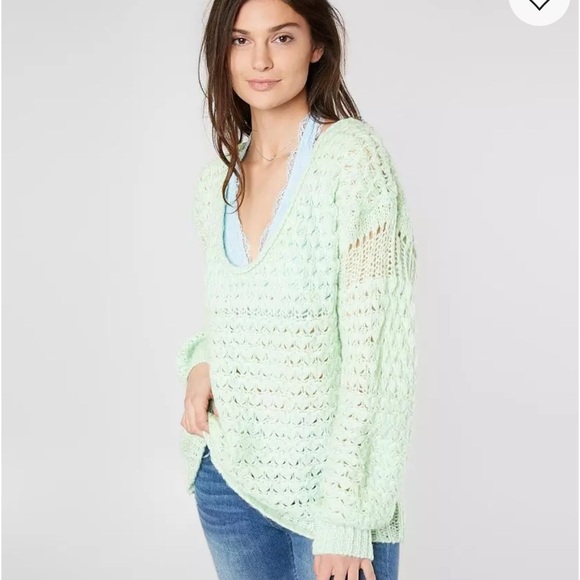 Free People Crashing Waves Mixed Knitting Wool Blend Sweater Womens Medium - Picture 11 of 12